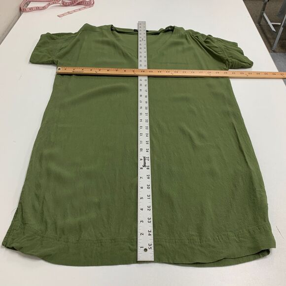 Madewell T Shirt Dress Womens M Medium Olive Green Novel Shift Drapey Side Vents - Picture 6 of 15